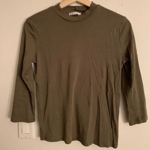 Zara fitted mock neck turtleneck 3/4 sleeve tee